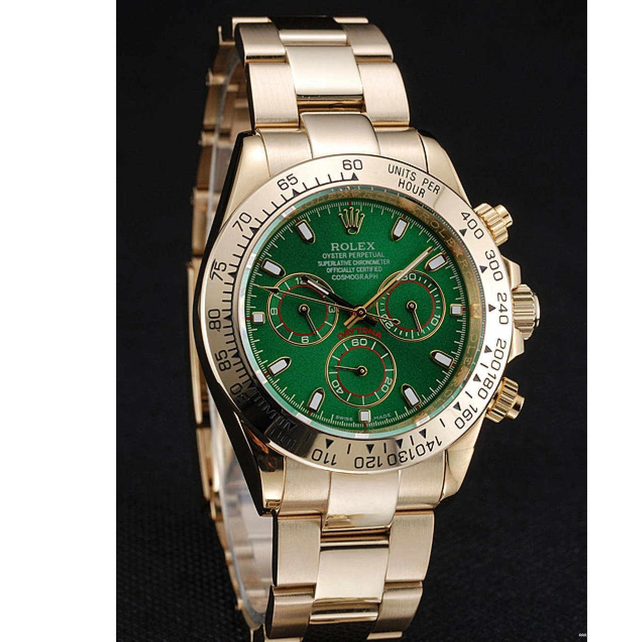 Aaa replica watch And Daytona 1454244 Dial Rolex Bracelet Green Gold Cosmograph Case 0817